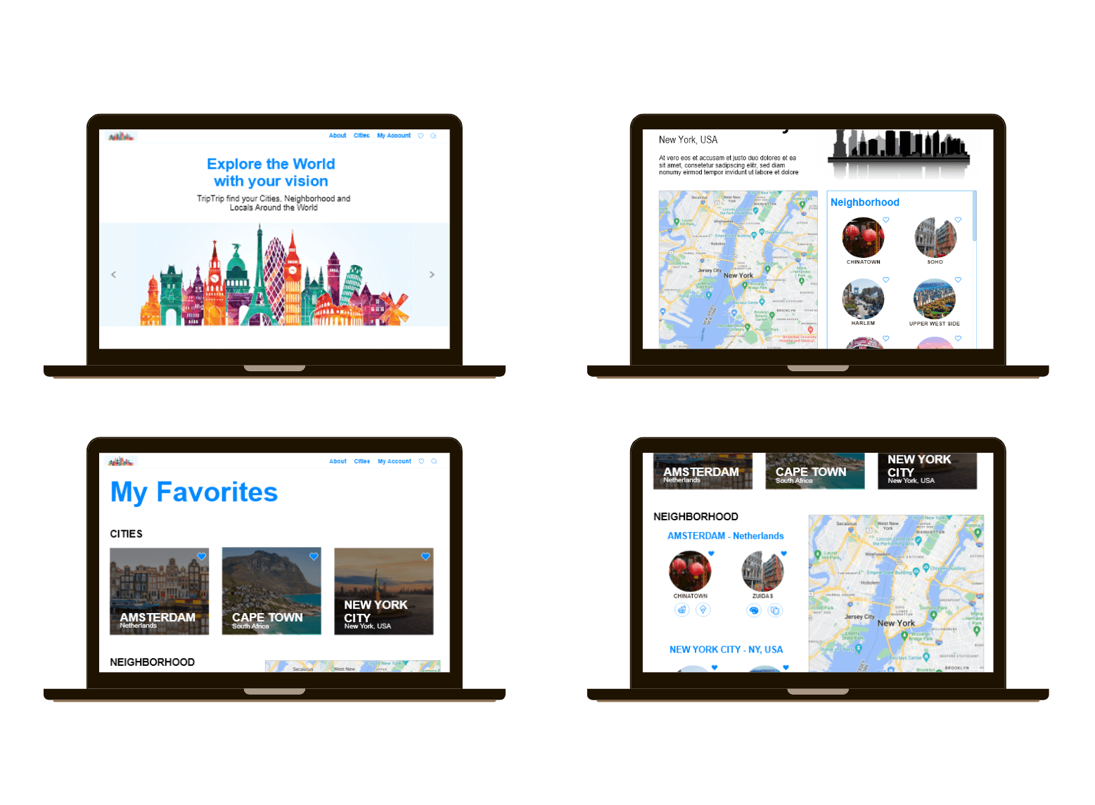 mockup desktop for a travel app project - Ux Design Google course